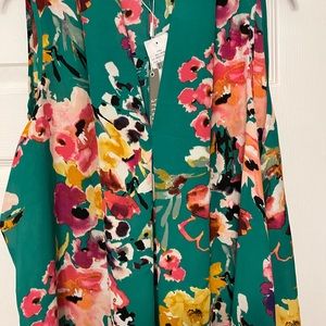 NWT Spense Green Floral Sleeveless Top 1X